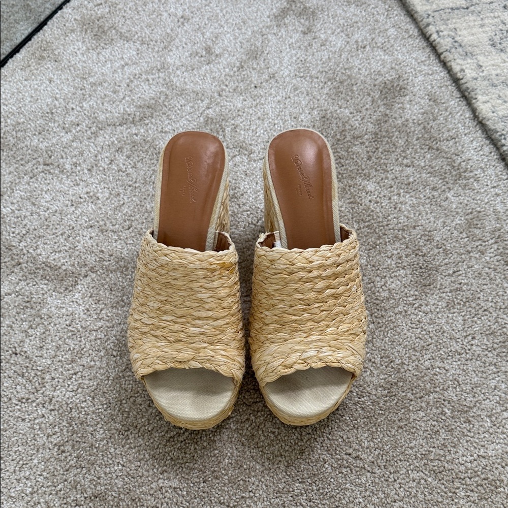 Universal Thread Natural Woven Espadrille Wedge Mules